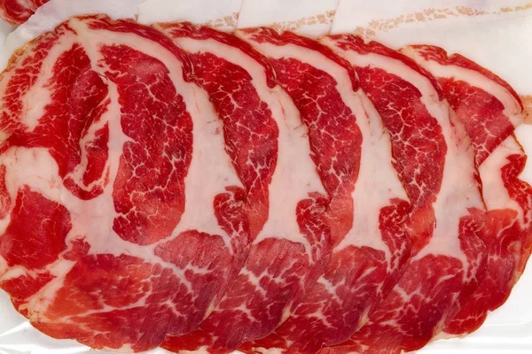 Hamon Meat Close Slicing — Stock Photo, Image