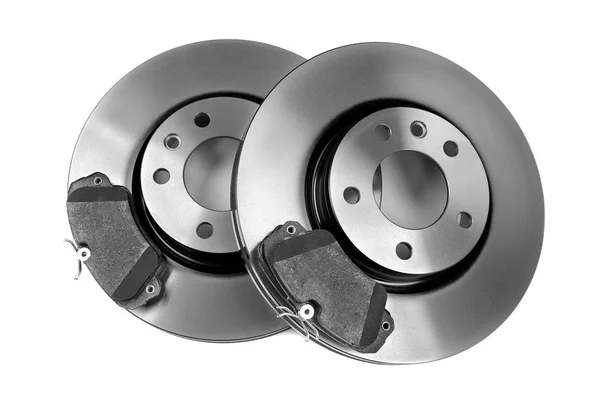 Set New Brake Discs Isolate White Background — Stock Photo, Image