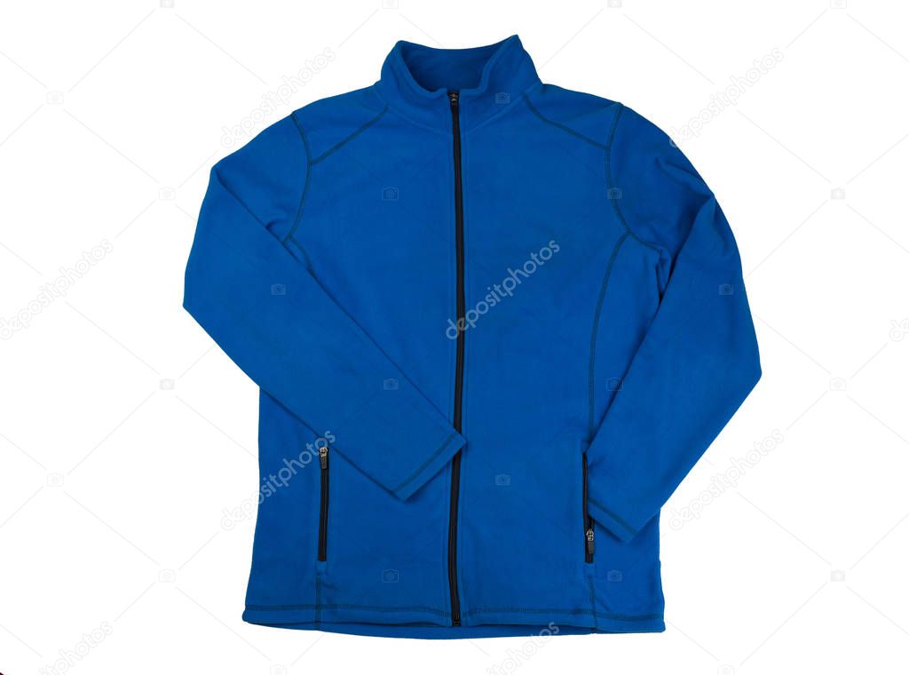 Blue fleece jacket. Isolate on white background