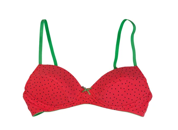 Red Bra Green Isolate White Background — Stock Photo, Image