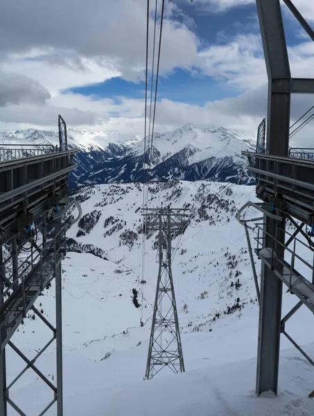 Funicular Nas Montanhas Áustria Estância Esqui Mayrhofen — Fotografia de Stock