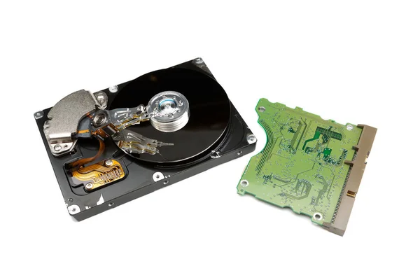 Disassembled Hdd Isolate White Background — Stock Photo, Image