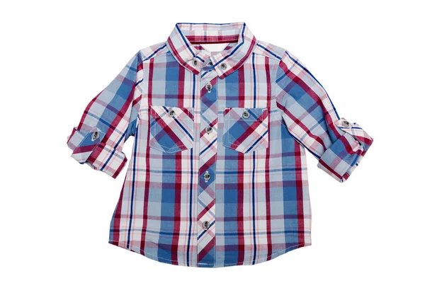 Chemise Enfant Carreaux Isoler Sur Fond Blanc — Photo