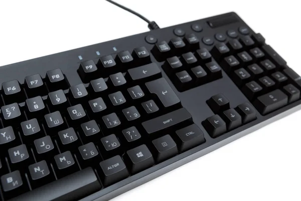 Black Mechanical Keyboard Isolate White Background — Stock Photo, Image