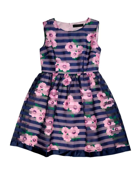 Vestito a righe per bambini con un modello di fiori. Isolato su w — Foto Stock