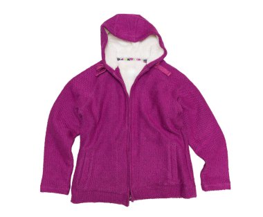 Kürklü sweatshirt. Beyaz üzerinde izole