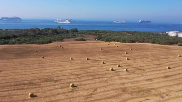 Lege cruiseschepen verblijven vlakbij de kust van Cyprus. Het zijn geïsoleerde schepen. — Stockvideo
