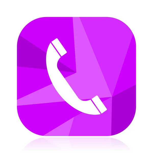 Teléfono Icono Vector Plano Llama Botón Web Violeta Contacto Signo — Vector de stock