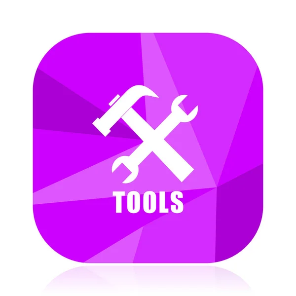 Tools Flat Vector Icon Spanner Violet Web Button Hammer Internet — Stock Vector