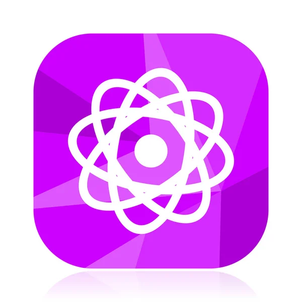 Atom Flat Vector Icon Molecule Violet Web Button Physics Internet — Stock Vector