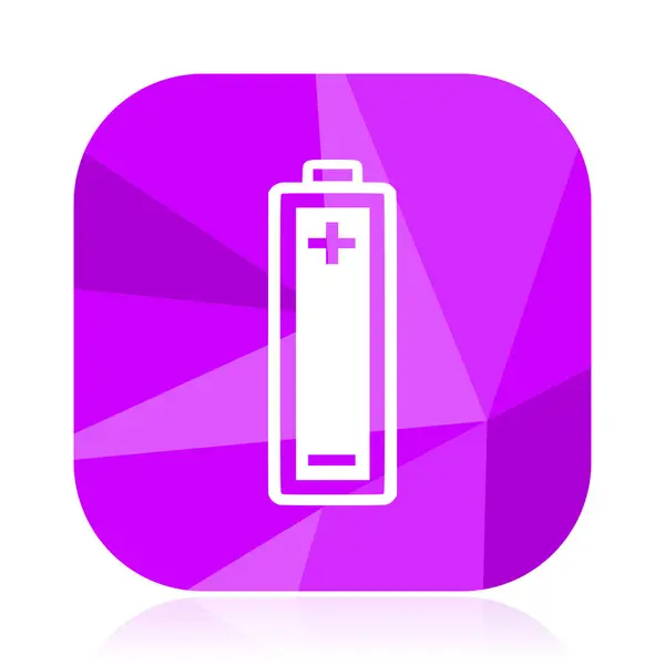 Icône Vecteur Plat Batterie Bouton Web Violet Panneau Internet Carré — Image vectorielle