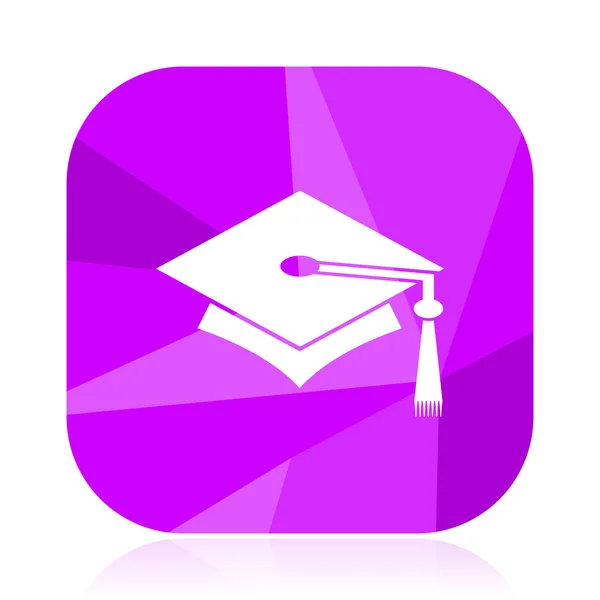Education Flat Vector Icon Graduation Violet Web Button Graduate Internet — Stock Vector