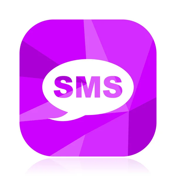 Sms Flat Vector Icon Message Violet Web Button Post Internet — Stock Vector