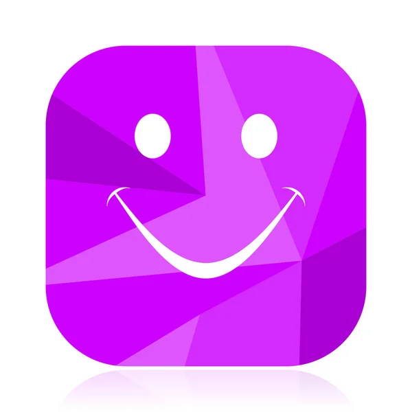 Sorria Ícone Vetorial Plana Emoticon Botão Web Violeta Concordo Sinal — Vetor de Stock