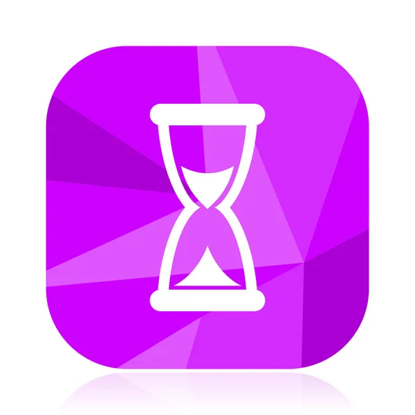 Tid Flad Vektor Ikon Timeglas Violet Web Knap Internet Firkantet – Stock-vektor