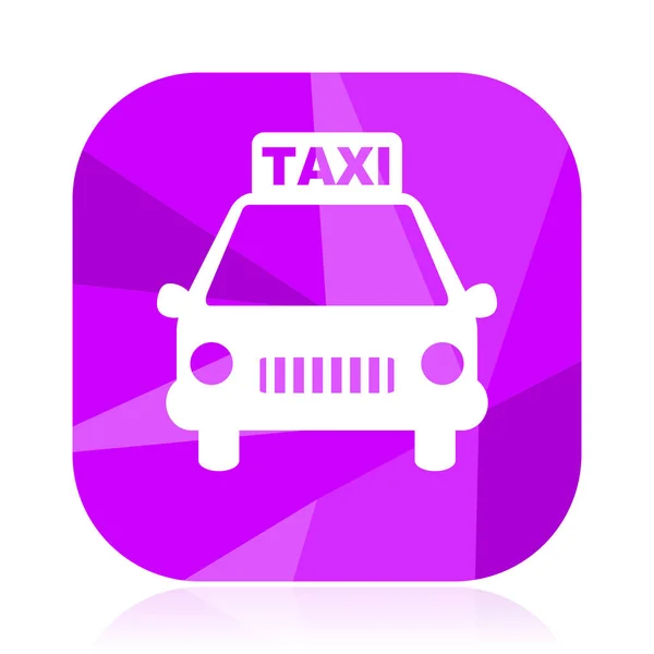 Taxi Icono Vector Plano Botón Web Cabina Violeta Señal Cuadrada — Vector de stock