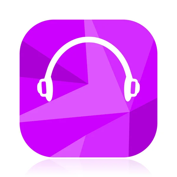 Headphones Flat Vector Icon Listen Violet Web Button Music Internet — Stock Vector
