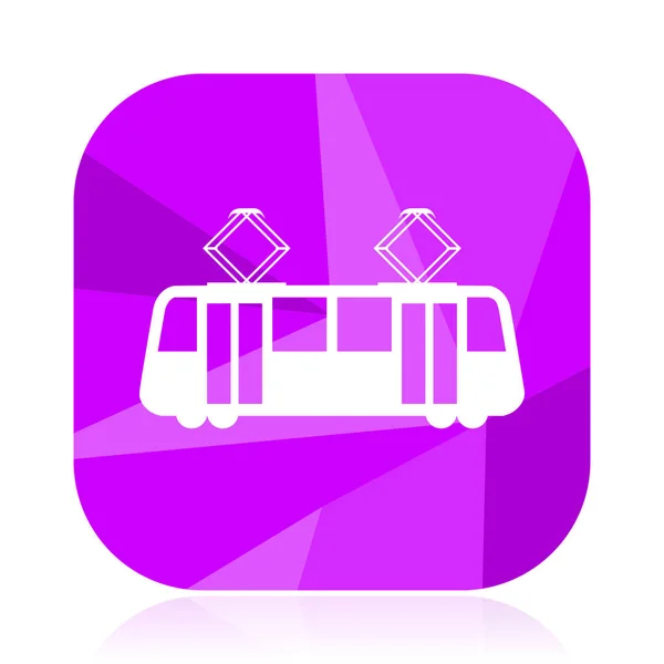 Tranvía Icono Vector Plano Tramway Violeta Botón Web Tren Signo — Archivo Imágenes Vectoriales