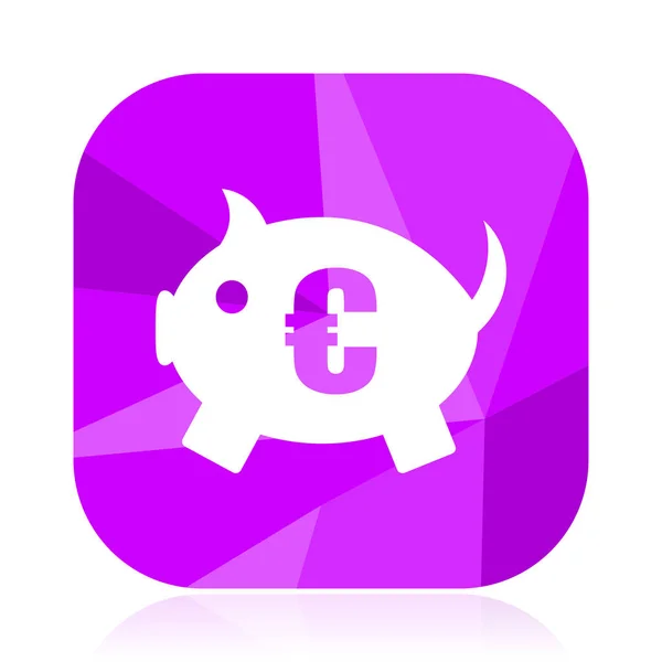 Значок Плоского Вектора Свиного Банка Евро Фиолетовая Веб Кнопка Плакат — стоковый вектор