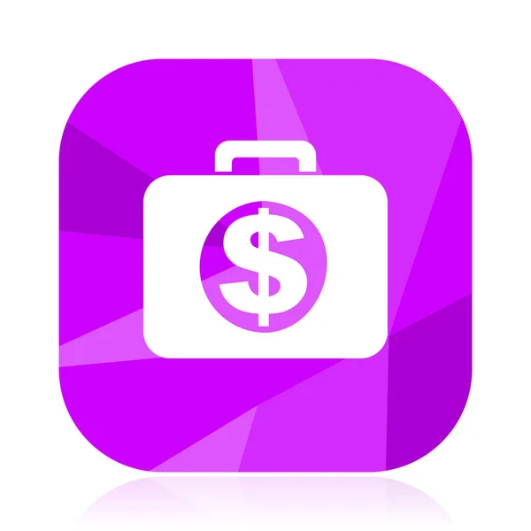 Geld Platte Vector Pictogram Cash Violet Web Knop Internet Vierkante — Stockvector