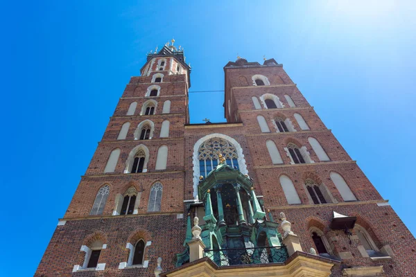 Mary Basilica Main Market Square Krakow Poland Gothic Style Mariacki — Stock Photo, Image