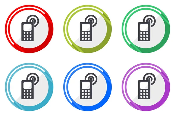 Телефонные Векторные Иконки Набор Красочных Плоских Символов Дизайна Интернета Белом — стоковый вектор