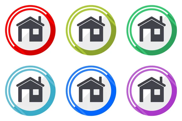 House Vector Icons Set Colorful Flat Design Internet Symbols White — Stock Vector