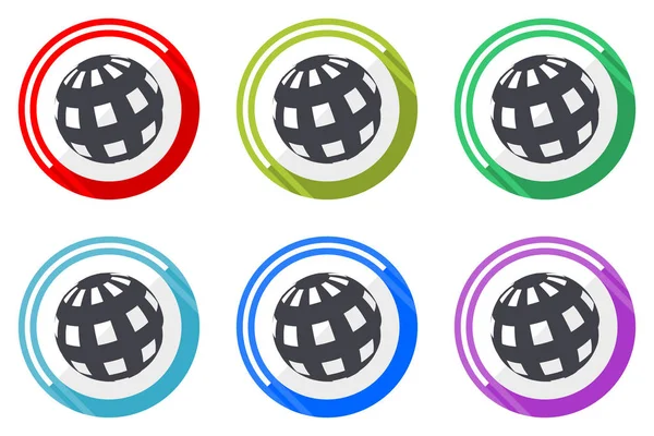 Earth Vector Icons Set Colorful Flat Design Internet Symbols White — Stock Vector