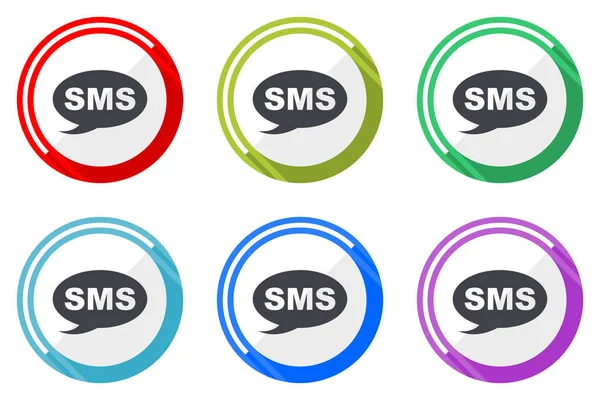 Ícones Vetor Sms Conjunto Símbolos Internet Design Plano Coloridos Fundo — Vetor de Stock