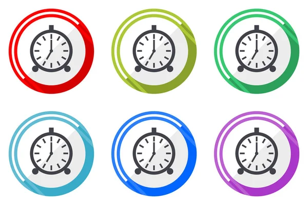 Alarm Vector Icons Set Colorful Flat Design Internet Symbols White — Stock Vector