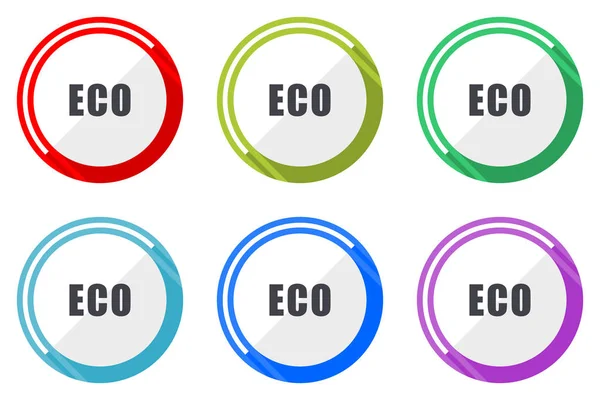 Eco Web Vector Icons Set Colorful Flat Design Editable Internet — Stock Vector
