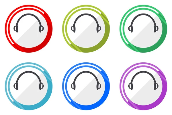 Auriculares Iconos Vectores Web Conjunto Botones Internet Editables Diseño Redondo — Vector de stock