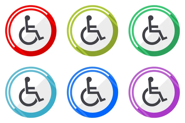 Wheelchair Web Vector Icons Set Colorful Flat Design Editable Internet — Stock Vector