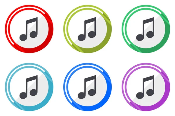 Music Web Vector Icons Set Colorful Flat Design Editable Internet — Stock Vector