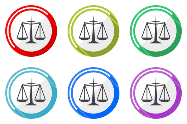 Векторные Иконки Justice Web Набор Красочных Плоских Круглых Дизайнерских Редактируемых — стоковый вектор