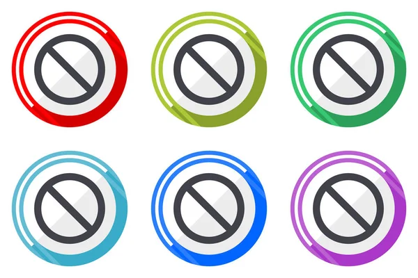 Access Denied Web Vector Icons Set Colorful Flat Design Editable — Stock Vector