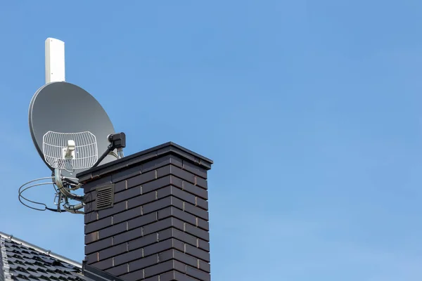 Parabola Antenna Rádió Vezeték Nélküli Internet Antenna Üres Másolása Cpace — Stock Fotó