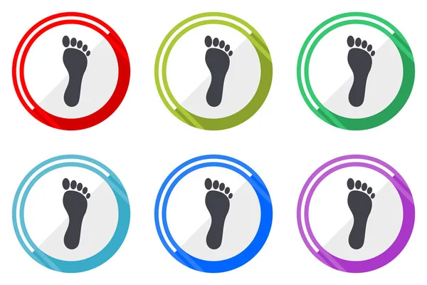 Foot Vector Icon Set Colorful Flat Design Web Icons White — Stock Vector