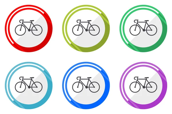 Ensemble Icônes Vectorielles Vélo Icônes Web Design Plat Coloré Sur — Image vectorielle