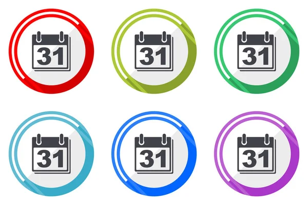 Set Icone Vettoriali Calendario Colorate Icone Web Design Piatto Sfondo — Vettoriale Stock