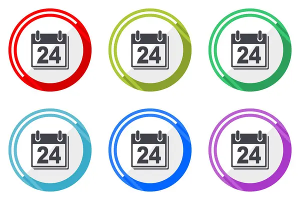 Calendar Vector Icon Set Colorful Flat Design Web Icons White — Stock Vector