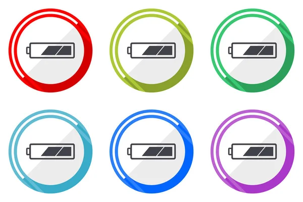 Batterie Vektor Symbol Gesetzt Bunte Flache Design Web Icons Auf — Stockvektor