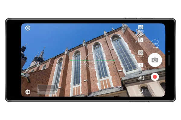 Smartphone Camera Application Photography Realistic Illustration Isolated White Background — Stock Photo, Image