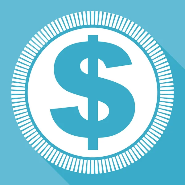 Dollar Ícone Vetorial Plana Editável Botão Web Quadrado Computador Azul — Vetor de Stock