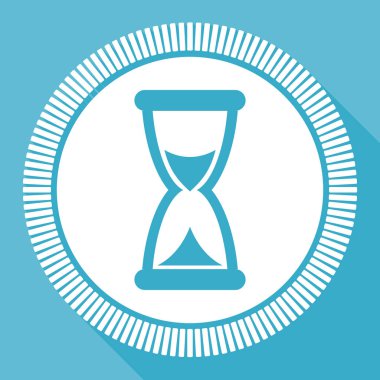 Time editable flat vector icon, hourglass square web button, watch blue computer and smartphone application sign in eps 10 clipart