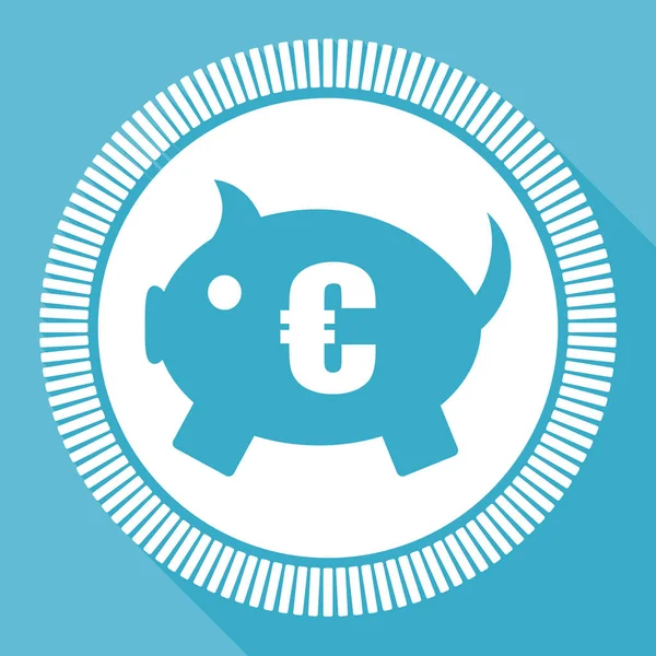 Piggy Bank Bewerkbare Platte Vector Pictogram Euro Cash Vierkante Web — Stockvector