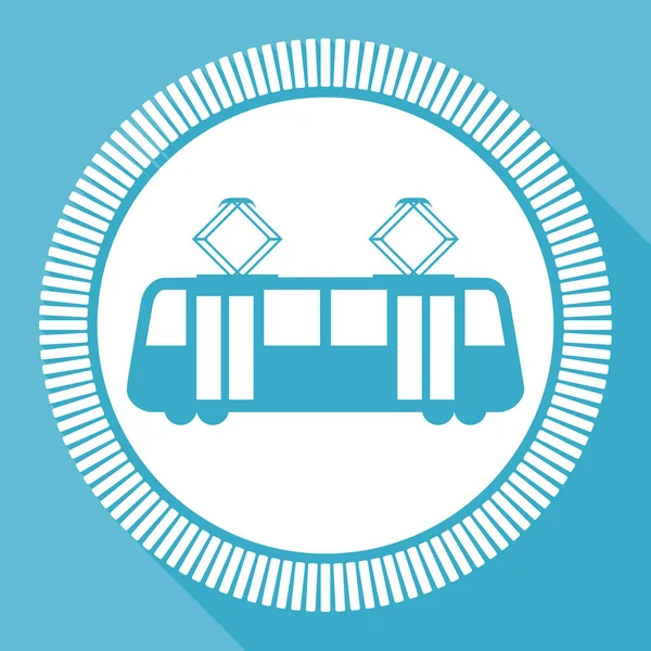 Трамвай Съедобный Плоский Векторный Значок Веб Кнопка Трамвайной Площади Синий — стоковый вектор