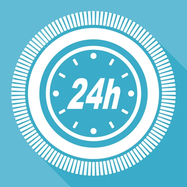 24H Szerkeszthető Lapos Vektor Ikon Négyzet Alakú Web Gomb Kék — Stock Vector