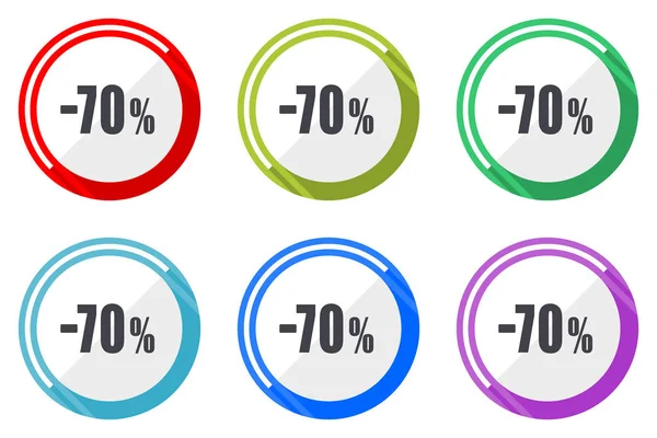 Percent Sale Retail Editable Flat Vector Icons Collection Circle Web — Stock Vector