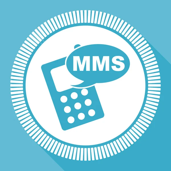 Mms フラット ベクトルのアイコン 正方形の青い携帯電話 Web ボタン — ストックベクタ